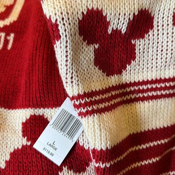 Walt Disney World Red Holiday Spirit Jersey Cardigan Sweater BNWT Large - Picture 3 of 5